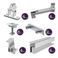 Комплект креплений для монтажа 4 солнечных панелей с регулируемым углом Комплект креплений для монтажа 4 солнечных панелей с регулируемым углом