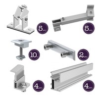 Комплект креплений для монтажа 6 солнечных панелей с регулируемым углом Комплект креплений для монтажа 6 солнечных панелей с регулируемым углом