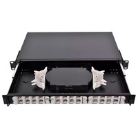 Оптический кросс (бокс) ЦМО 19" выдвижной, 1U, до 24 портов, цвет черный БОН-19-1-24-В-9005
